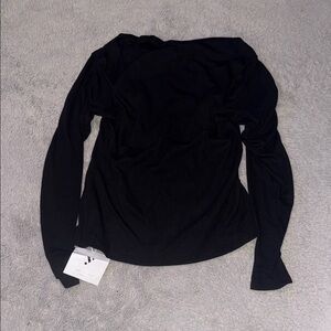 Elegant Black Long Sleeve over shoulder Top